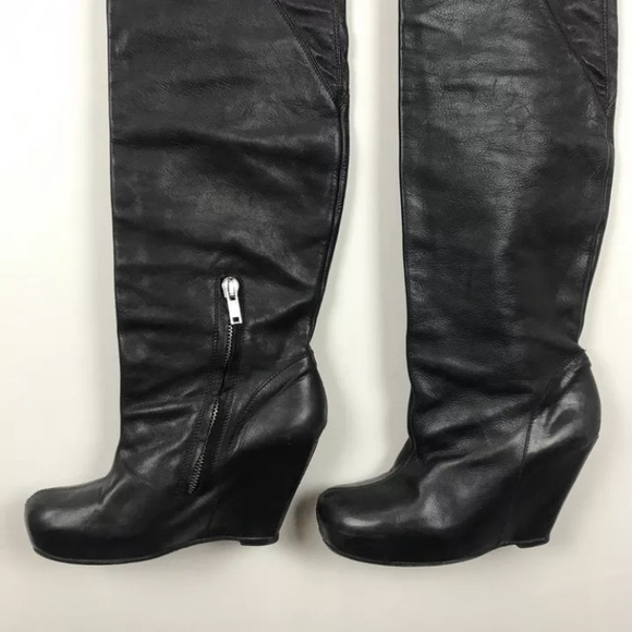 RICK OWENS thigh high over knee boots black 8.5 9 - Picture 4 of 7